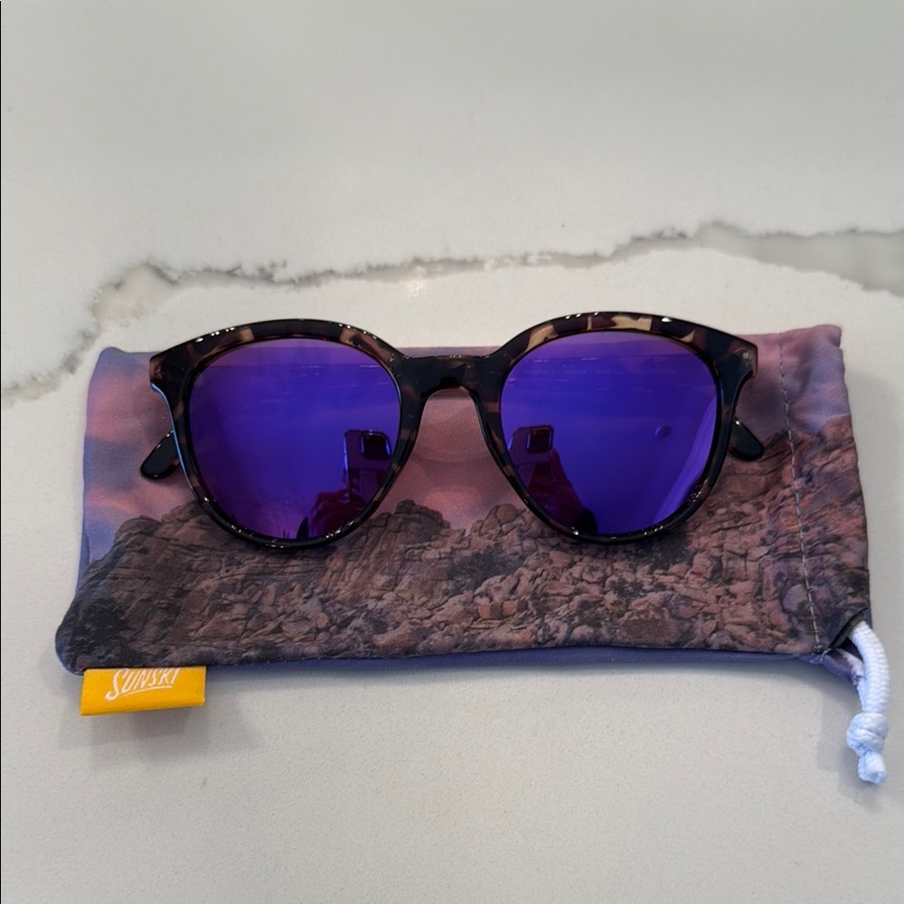 Sunski Tortoise Shell Sunglasses with Purple Lenses